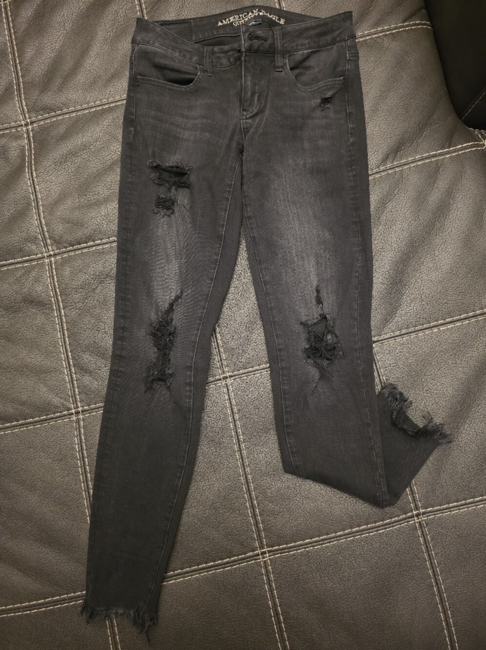 American Eagle Black Ripped Super Low Jegging